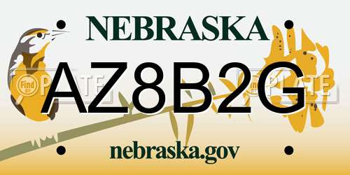 AZ8B2G Nebraska License Plate