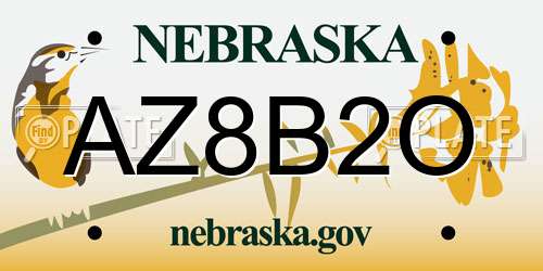 AZ8B2O Nebraska License Plate