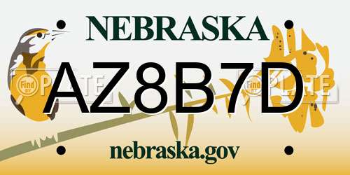 AZ8B7D Nebraska License Plate