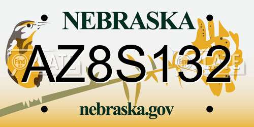 AZ8S132 Nebraska License Plate