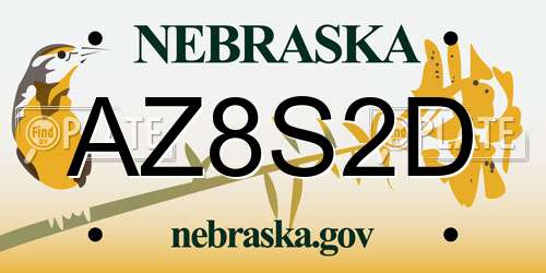 AZ8S2D Nebraska License Plate