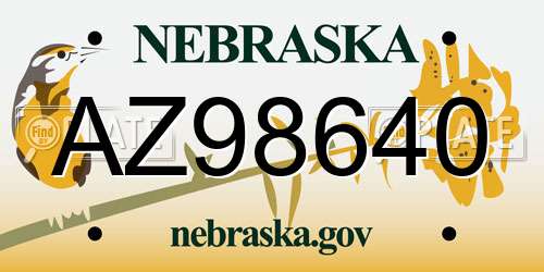AZ98640 Nebraska License Plate