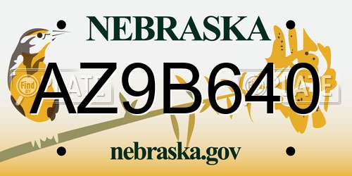 AZ9B640 Nebraska License Plate