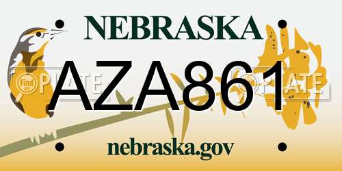 AZA861 Nebraska License Plate