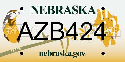 AZB424 Nebraska License Plate