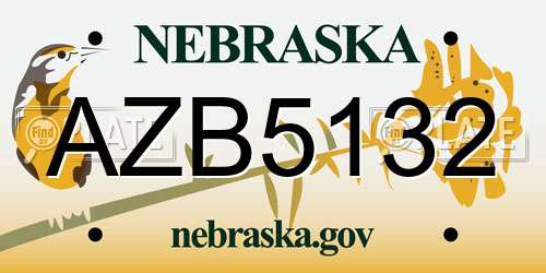 AZB5132 Nebraska License Plate