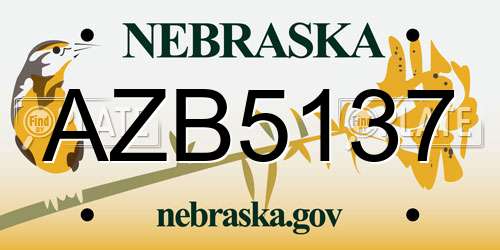 AZB5137 Nebraska License Plate