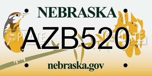 AZB520 Nebraska License Plate