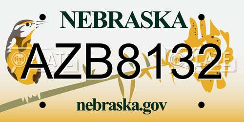 AZB8132 Nebraska License Plate