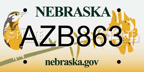 AZB863 Nebraska License Plate