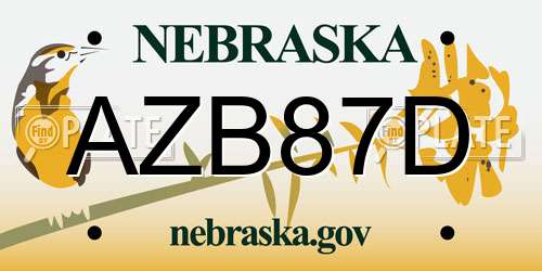 AZB87D Nebraska License Plate