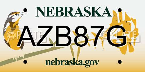 AZB87G Nebraska License Plate