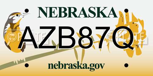 AZB87Q Nebraska License Plate