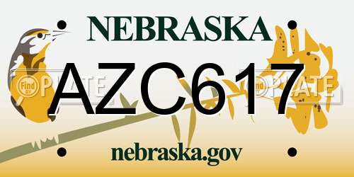 AZC617 Nebraska License Plate