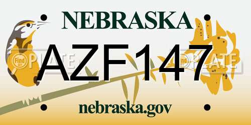 AZF147 Nebraska License Plate