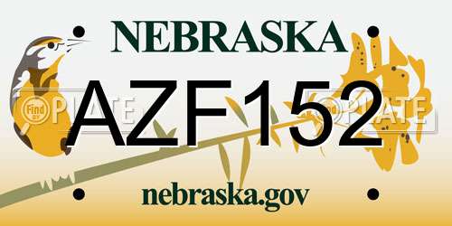 AZF152 Nebraska License Plate