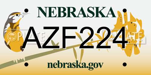 AZF224 Nebraska License Plate