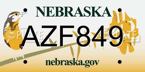 AZF849 Nebraska License Plate