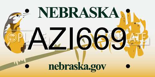 AZI669 Nebraska License Plate