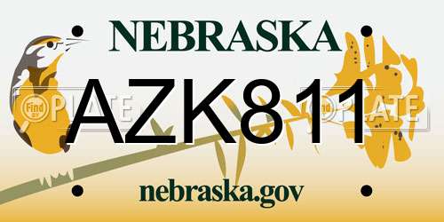 AZK811 Nebraska License Plate