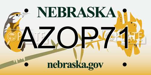 AZOP71 Nebraska License Plate