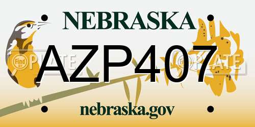 AZP407 Nebraska License Plate