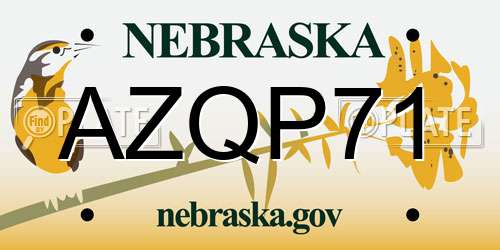 AZQP71 Nebraska License Plate