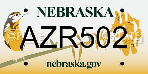 AZR502 Nebraska License Plate