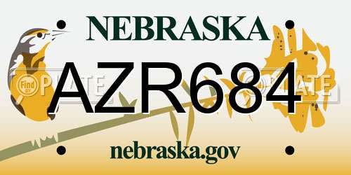 AZR684 Nebraska License Plate