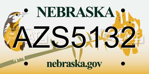 AZS5132 Nebraska License Plate
