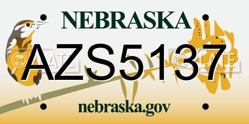 AZS5137 Nebraska License Plate