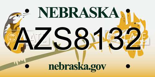 AZS8132 Nebraska License Plate