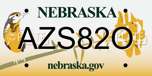 AZS82O Nebraska License Plate