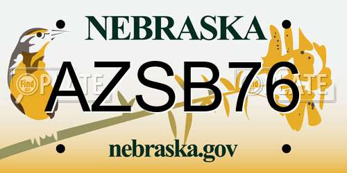 AZSB76 Nebraska License Plate