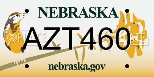 AZT460 Nebraska License Plate