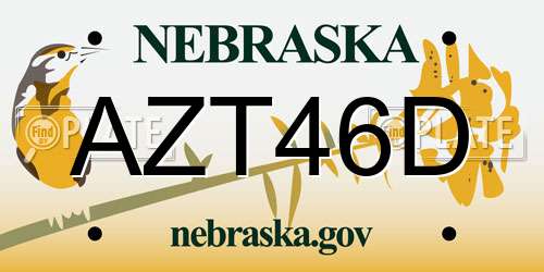 AZT46D Nebraska License Plate