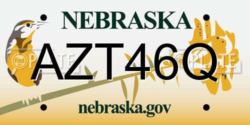 AZT46Q Nebraska License Plate