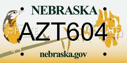 AZT604 Nebraska License Plate