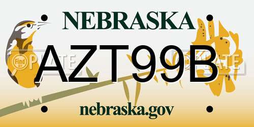 AZT99B Nebraska License Plate