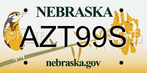 AZT99S Nebraska License Plate