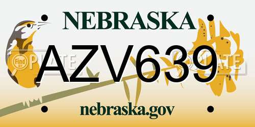 AZV639 Nebraska License Plate