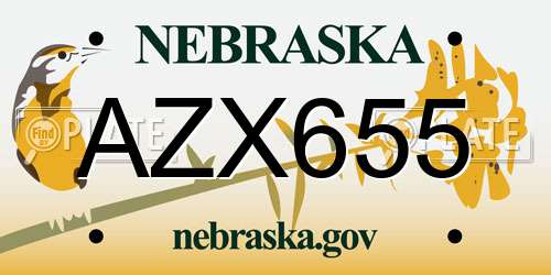 AZX655 Nebraska License Plate