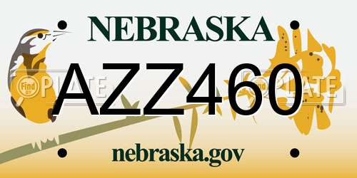 AZZ460 Nebraska License Plate