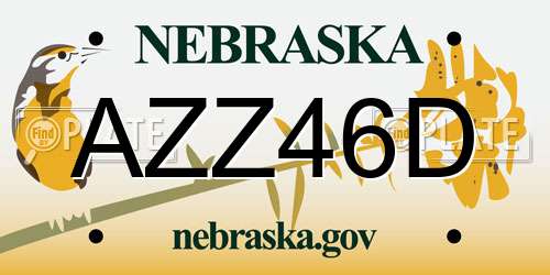 AZZ46D Nebraska License Plate