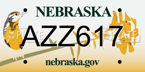 AZZ617 Nebraska License Plate