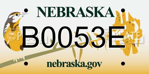 B0053E Nebraska License Plate