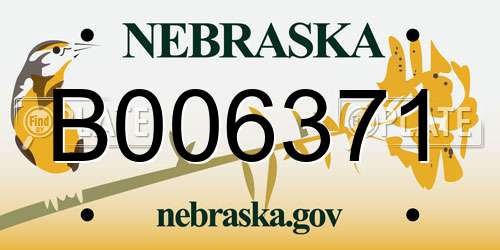 B006371 Nebraska License Plate