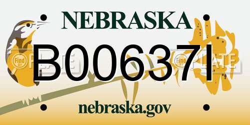 B00637I Nebraska License Plate