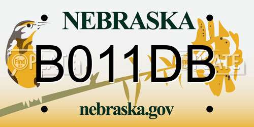 B011DB Nebraska License Plate