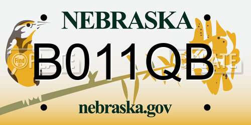 B011QB Nebraska License Plate